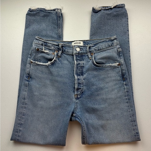 Agolde Denim - Agolde Jeans Womens 26 Riley Long Straight Leg Cove Light Wash Denim